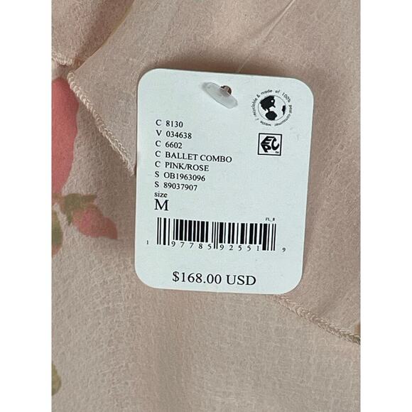 NWT Free People Alma Floral Midi Dress Size M Petal Pink Asymmetrical Hem Fairy - Picture 11 of 11